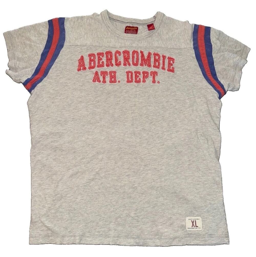 Abercrombie & Fitch Ath. Dept. T-Shirt Mens XL Gray Crew Neck Short Sleeve